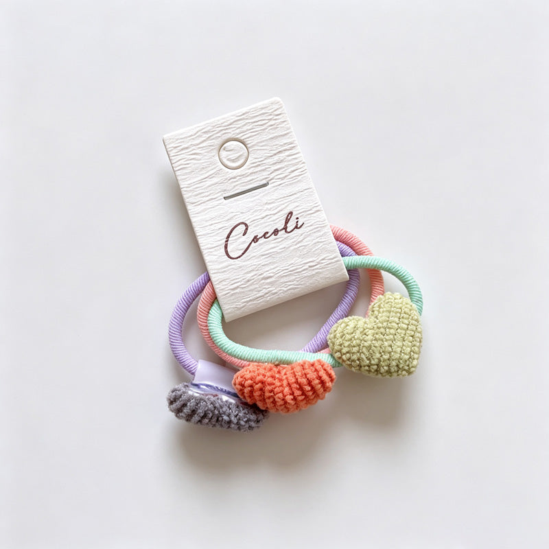 Fabric Heart Shape Hair Clips Ties