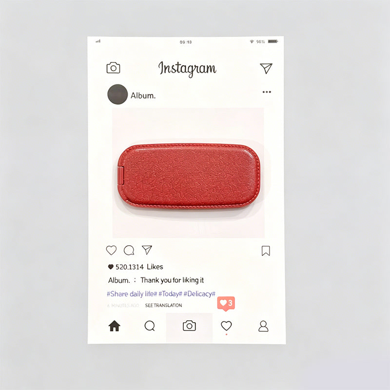 Minimalist Synthetic Leather Folding Adhesive Phone Mirror