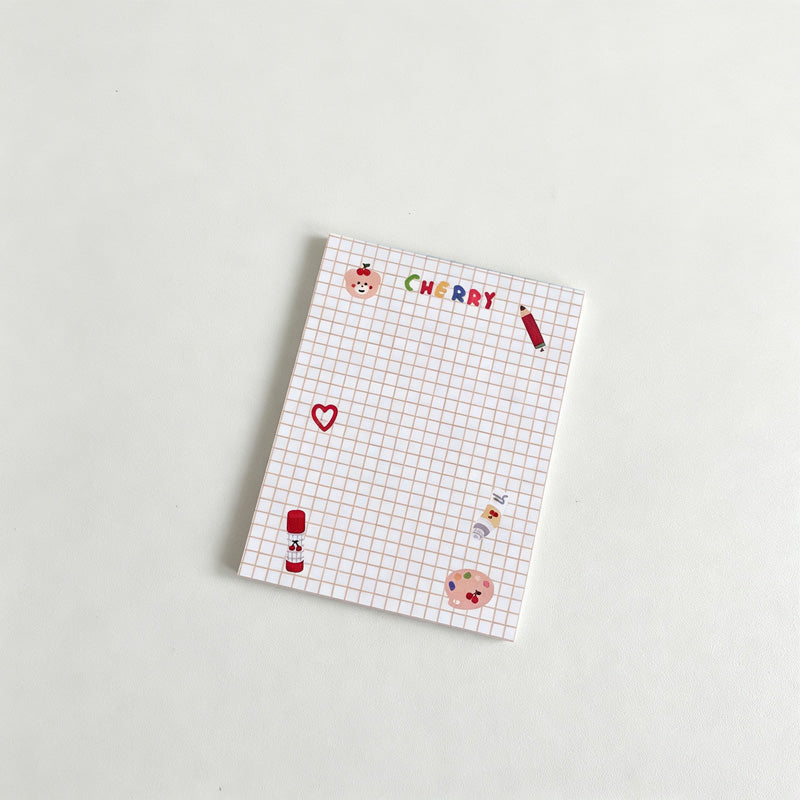 Bear & Cherry Print Non‑Sticky Notes