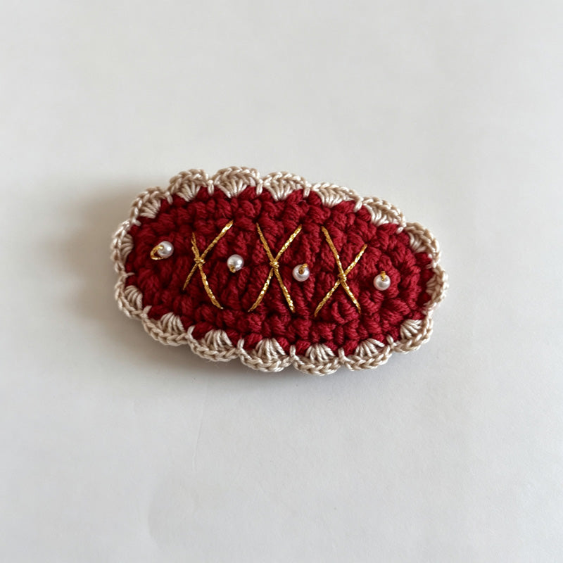 Crochet Christmas Tree Oval Hair Clip