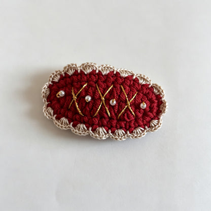 Crochet Christmas Tree Oval Hair Clip