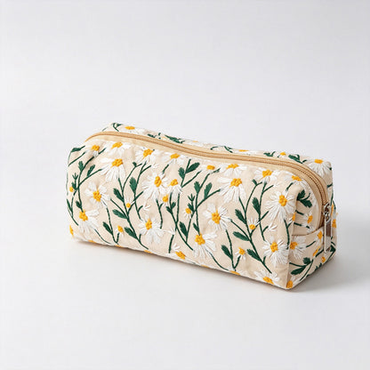 Daisy Floral Embroidery Pencil Case