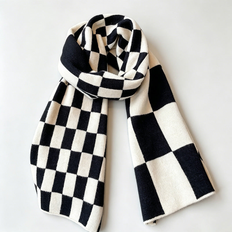 Checkerboard Fringe Scarf