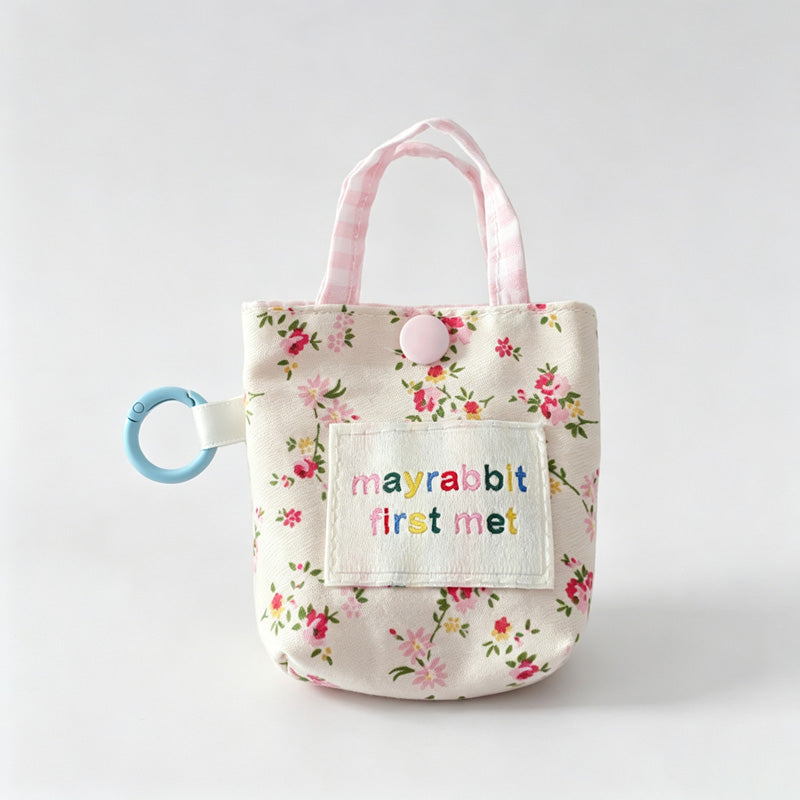 Floral Print Mini Pouch Keychain