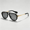 Dual Bridge Mixed Metal Pilot Aviator Sunglasses