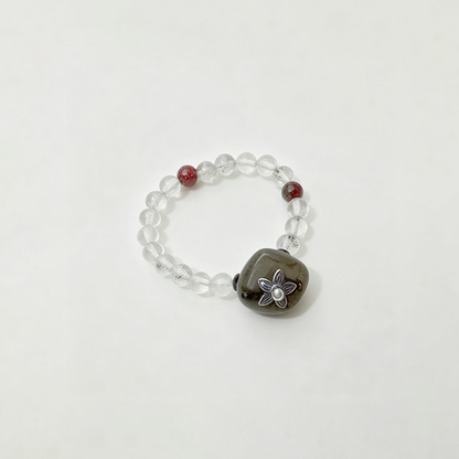 Wooden Clear Stretch Beaded Ring