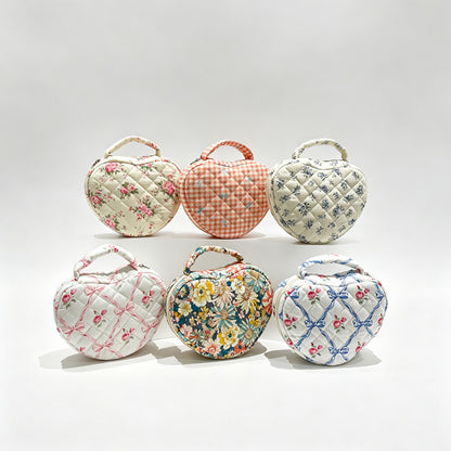 Heart‑Shaped Quilted Cosmetic Pouch