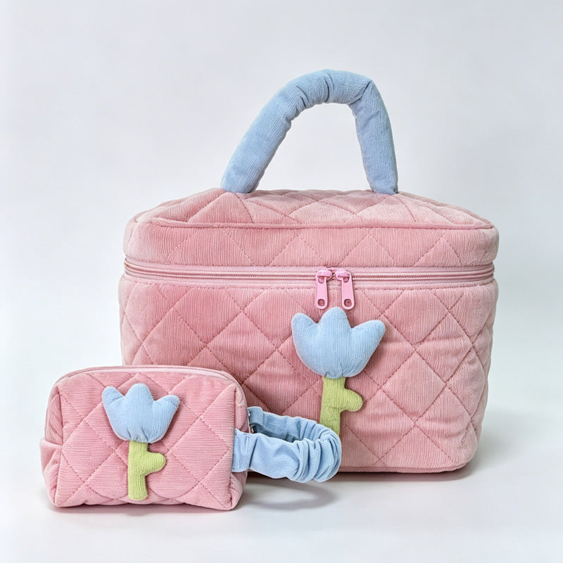 Corduroy Quilted Cosmetic Bag