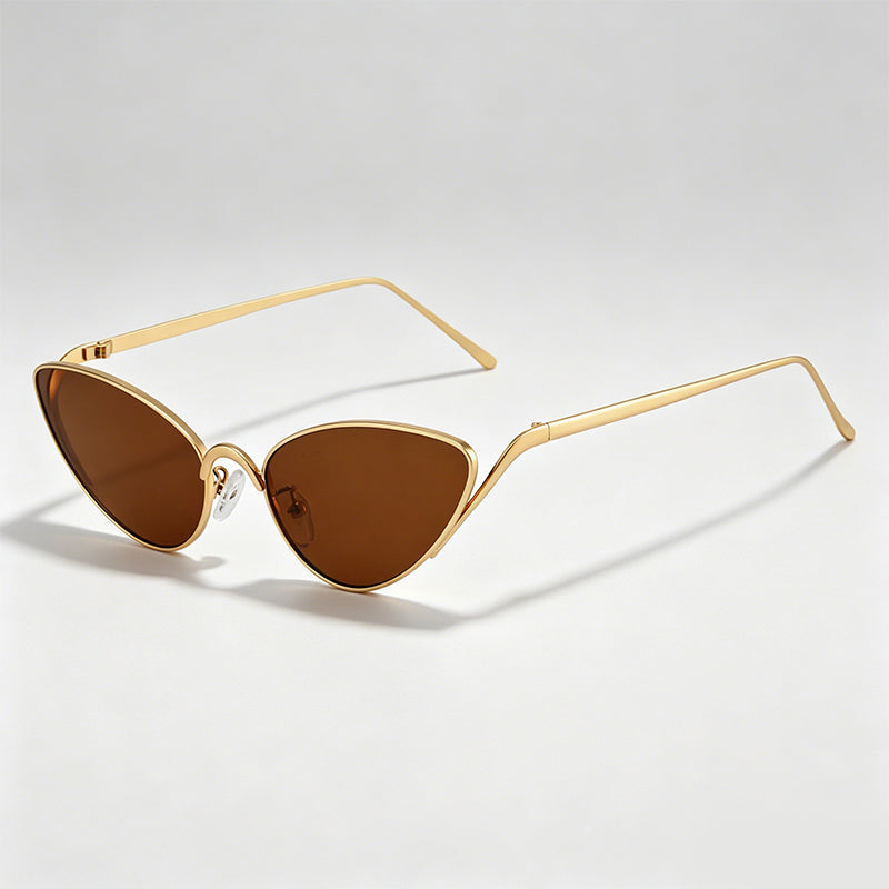 Retro Slim Metal Frame Cat Eye Trendy Sunglasses