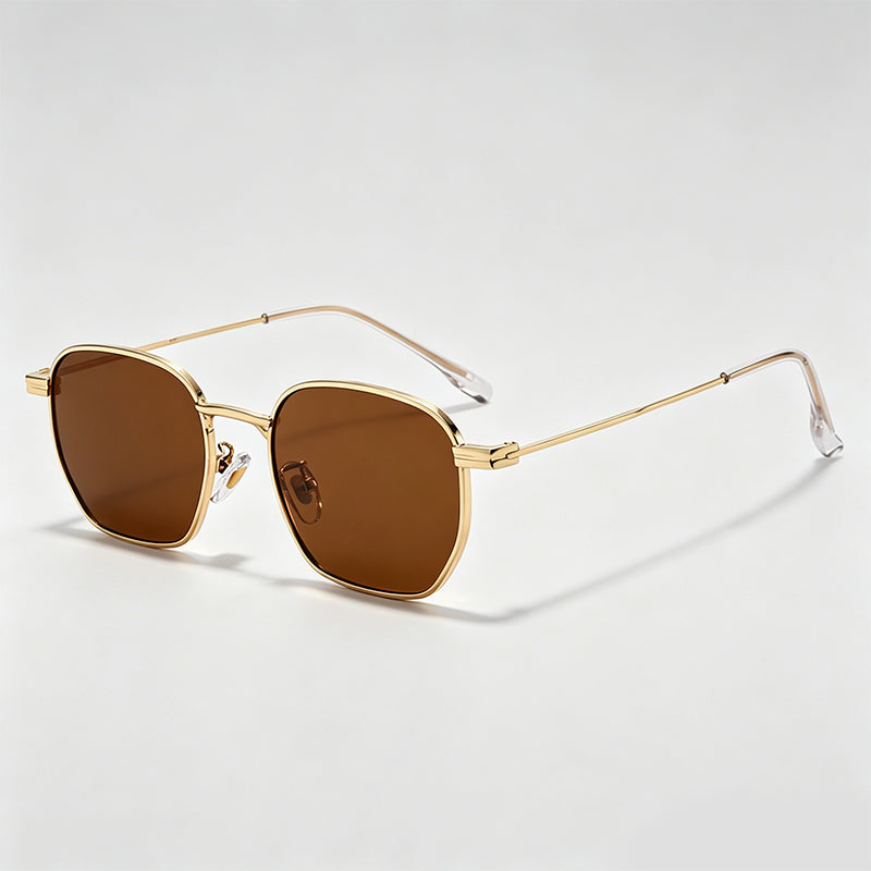 Slim Metal Irregular Rectangle Retro Sunglasses