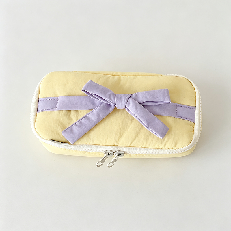 Bow‑Decorated Fabric Pencil Pouch
