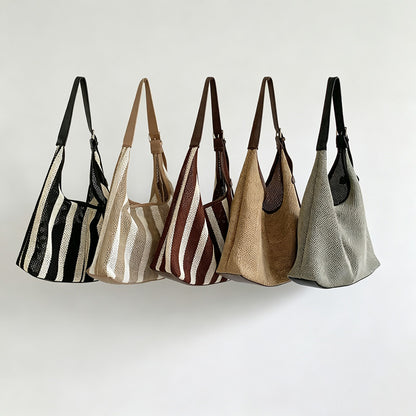Striped Knit Shoulder Tote