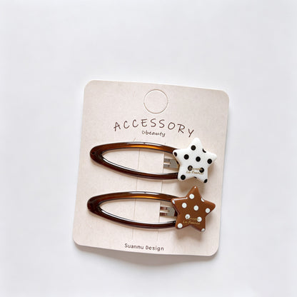 Polka Dot Star BB Snap Hair Clips