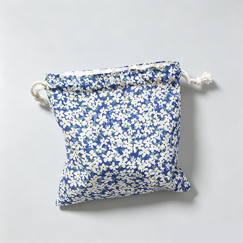 Floral Drawstring Cotton Pouch