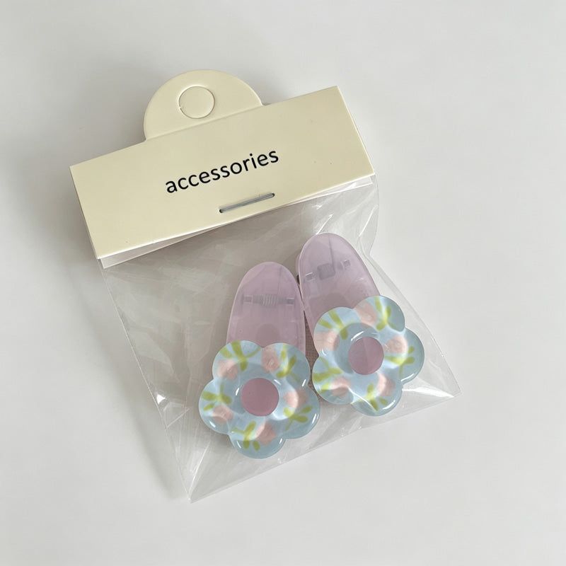 Flower Shape Resin Hair Clips, 2 Pieces