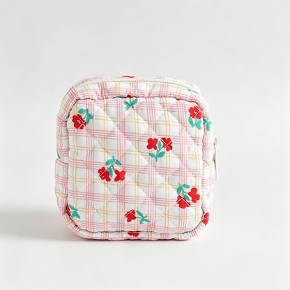 Floral Quilted Square Storage Pouch