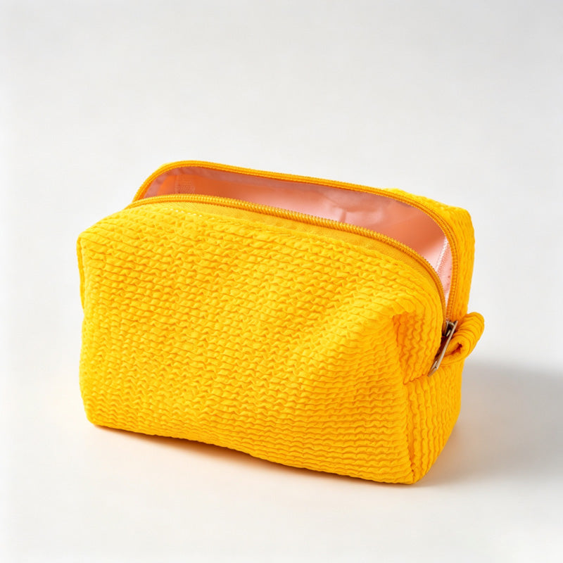Waffle‑Textured Cosmetic Pouch