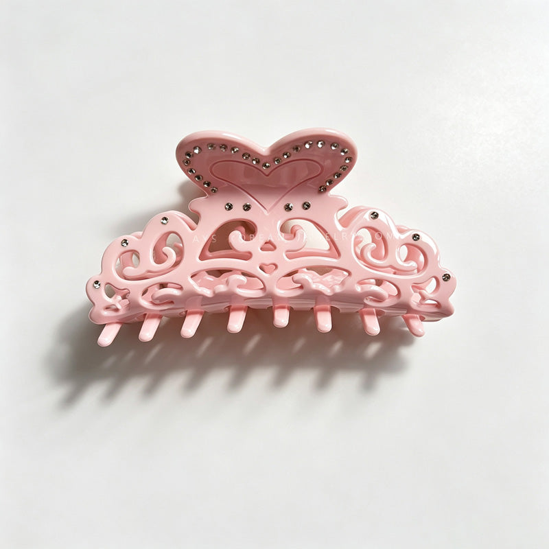 Hollow Heart Rhinestone Hair Claw