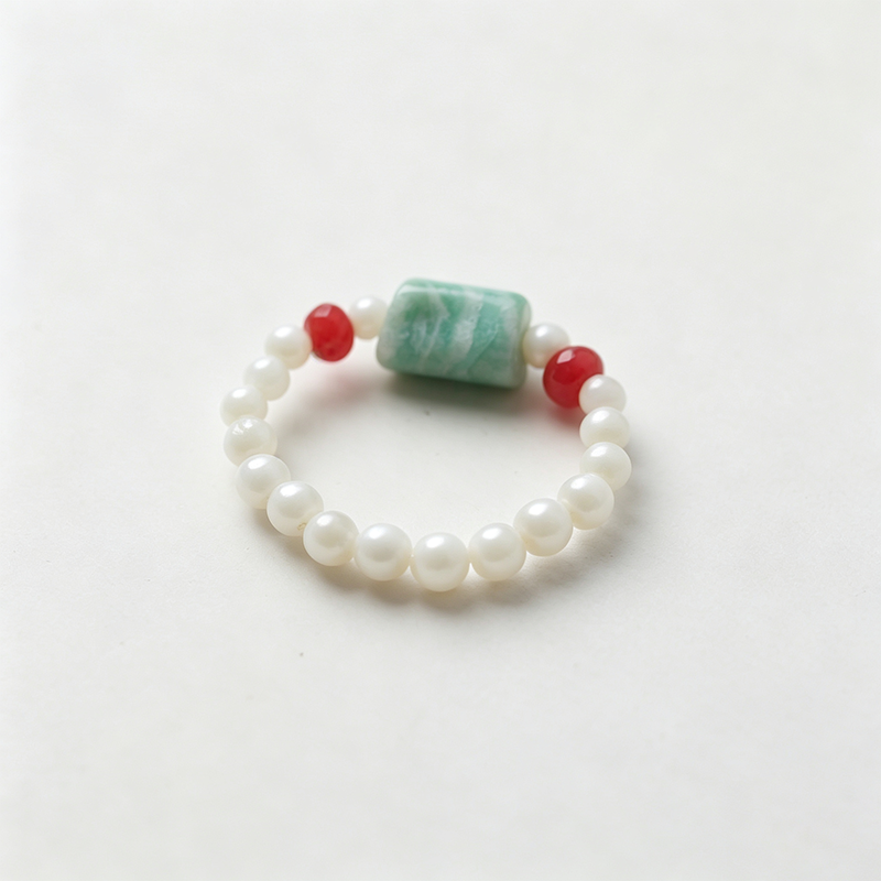 Multicolor Synthetic Stone Stretch Beaded Ring
