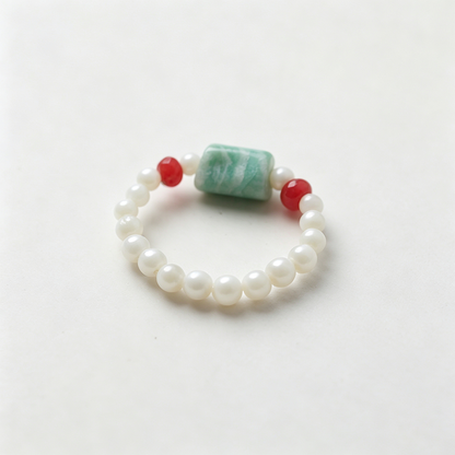 Multicolor Synthetic Stone Stretch Beaded Ring