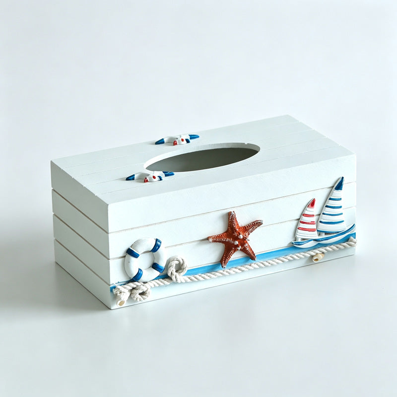 Ocean Themed Wooden Tissue Box