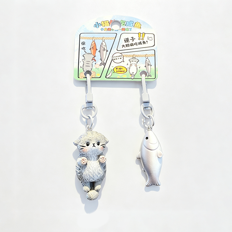 Resin Cat‑Fish Pair Keychain