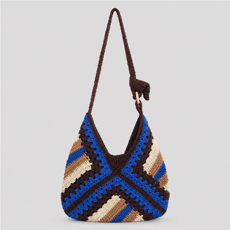 Striped Crochet Shoulder Bag