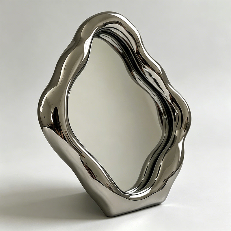 Irregular Wavy Ceramic Framed Decor Mirror