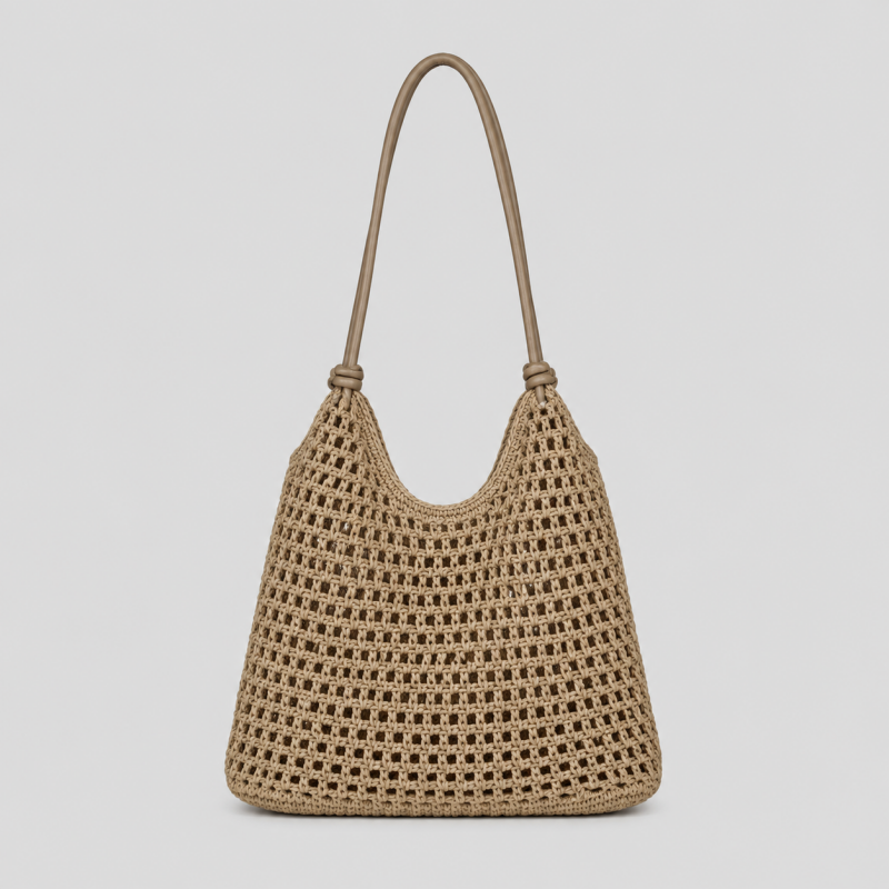 Open Stitch Shoulder Tote Bag