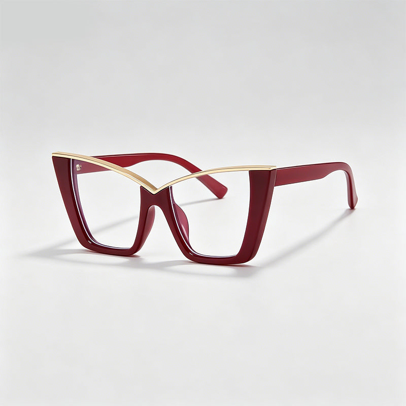 Metallic V-Brow Cat Eye Glasses