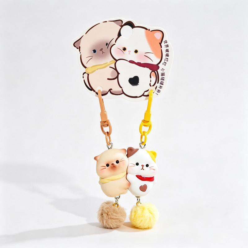 Resin Magnetic Cat Pair Keychain Set