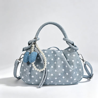 Polka Dot Handbag Crossbody Bag with Charm