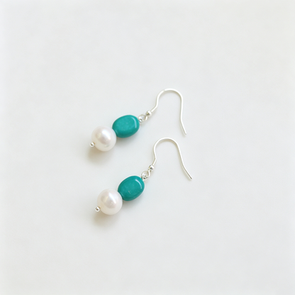 Turquoise 925 Silver Hook Earrings