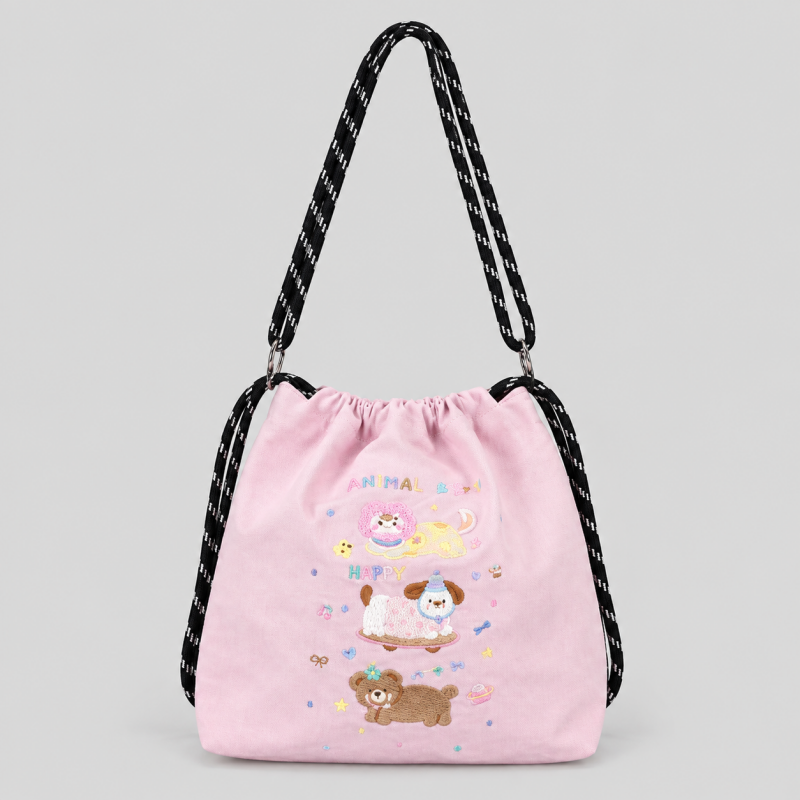 Nylon Drawstring Crossbody Bag