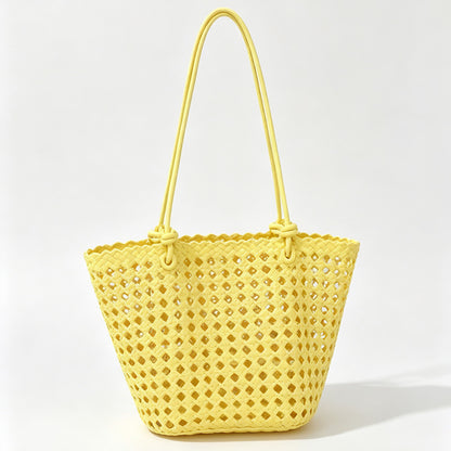 Cutout Handle Basket Tote Bag