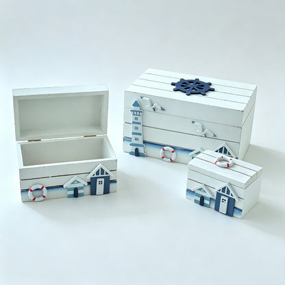 Wooden Nautical Storage Box Set