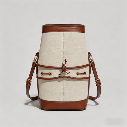 Canvas & Leather Drawstring Bu - Shopdayla Wholesale - #7794