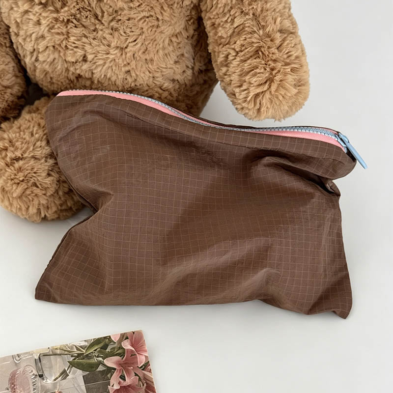 Grid‑Pattern Zipper Storage Po - Shopdayla Wholesale - #0802