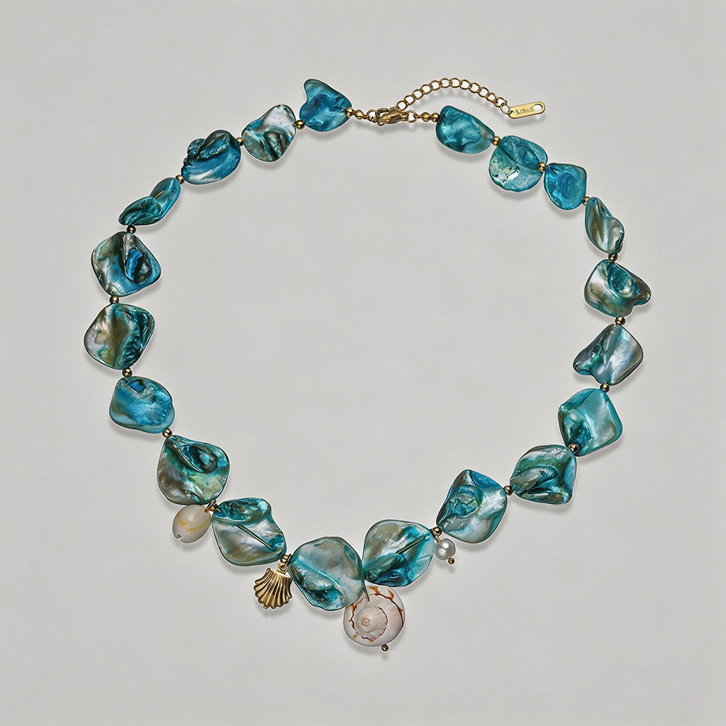 Blue Seashell & Pearl Jewelry Set