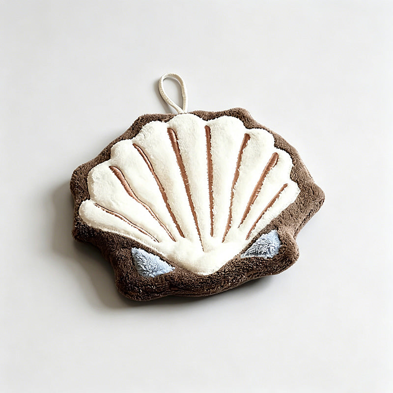 Vintage Starfish & Seashell Coral Fleece Hanging Hand Towels