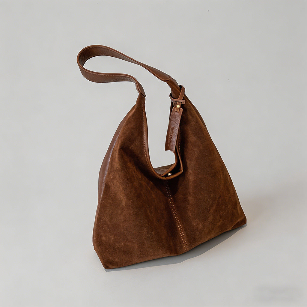 Vintage Suede Hobo Shoulder Bag