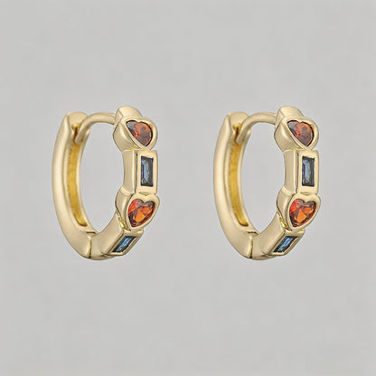 Gemstone Inlay Huggie Hoop Ear - Shopdayla Wholesale - #4882