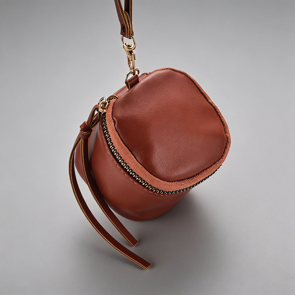 Mini Leather Cylinder Pouch - Shopdayla Wholesale - #8306