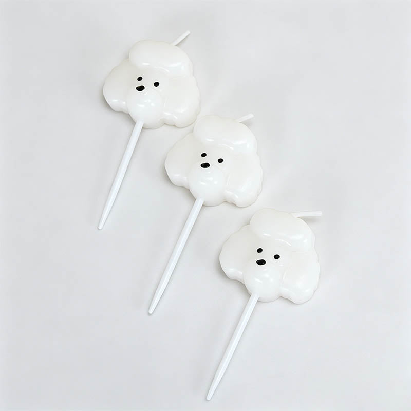 3PCS Cartoon Poodle Birthday Candle Set