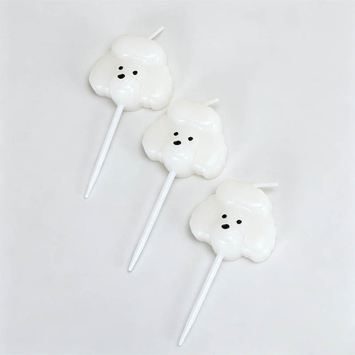 3PCS Cartoon Poodle Birthday Candle Set