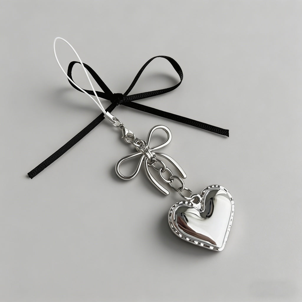 Silver Bow Heart Pendant Bag C - Shopdayla Wholesale - #4658