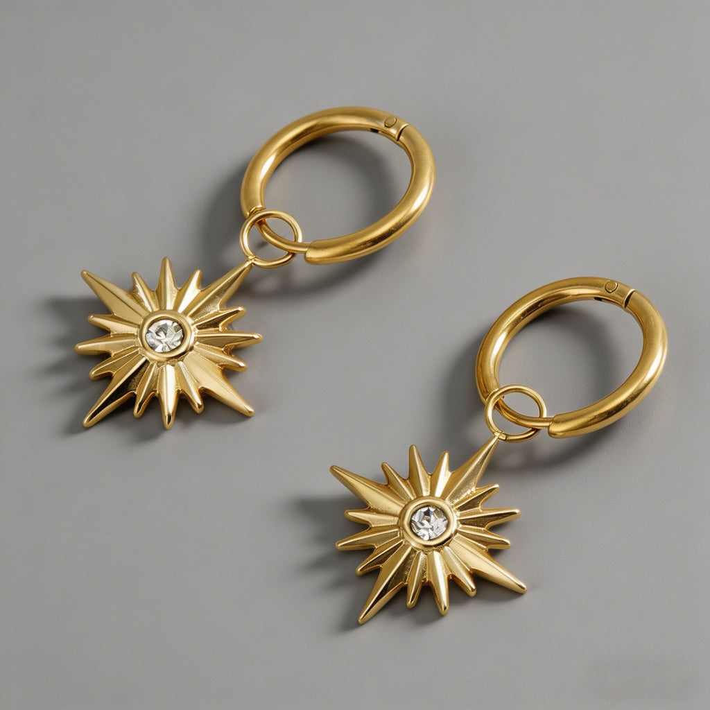 Starburst Zircon 18K Gold Stai - Shopdayla Wholesale - #6418