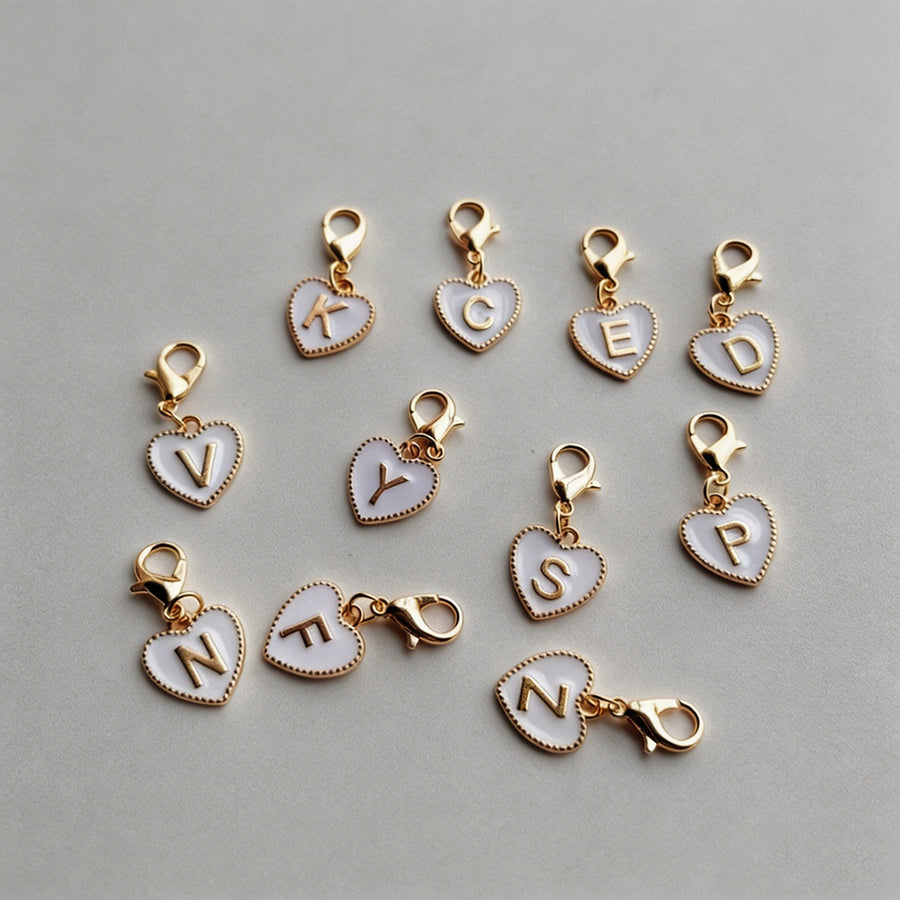 Heart Initial Keychain Charm - Shopdayla Wholesale - #4898