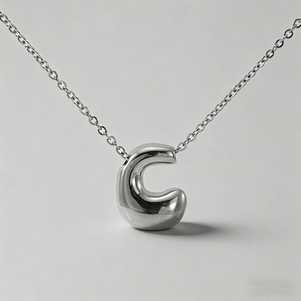 3D Bubble Letter Initial Neckl - Shopdayla Wholesale - #3538