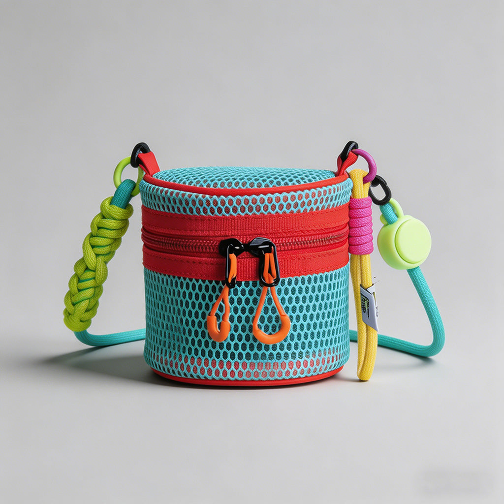 Mesh Cylindrical Crossbody Pou - Shopdayla Wholesale - #2370